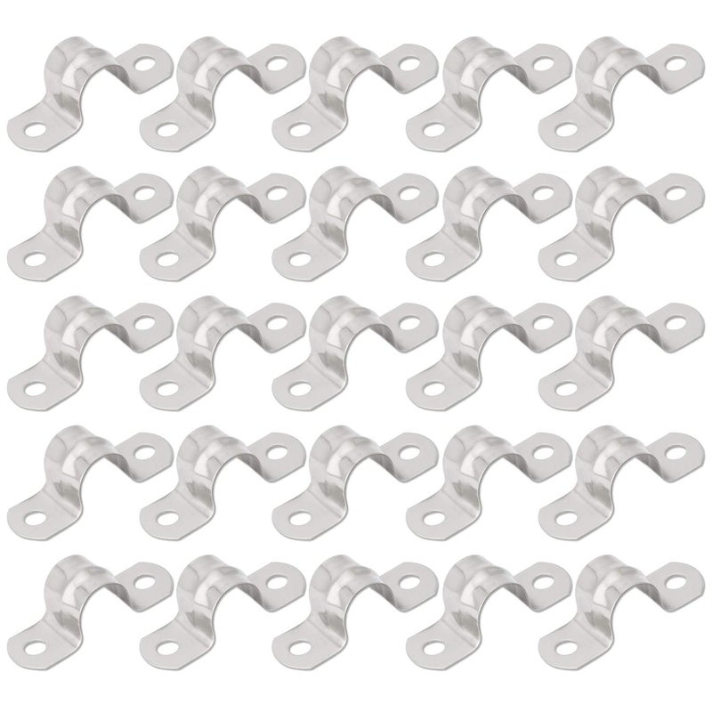 ISPINNER 25pcs M16 Stainless Steel Rigid Pipe Strap for 5/8 Inch Hose OD, 2 Holes Cable U Bracket Clamp Hanger Tube Strap Tension Clips - Image 1